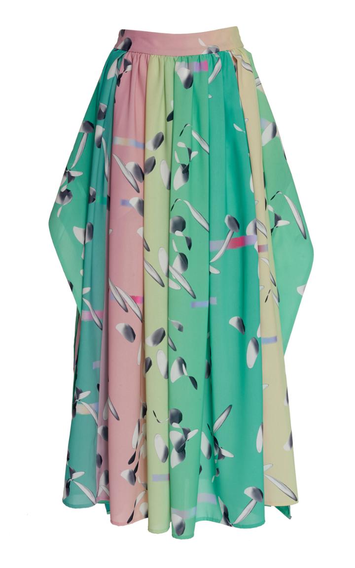 Huishan Zhang Amy Gathered Cady Midi Skirt