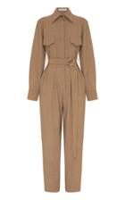 Moda Operandi Anna Quan Coda Belted Wool-blend Jumpsuit