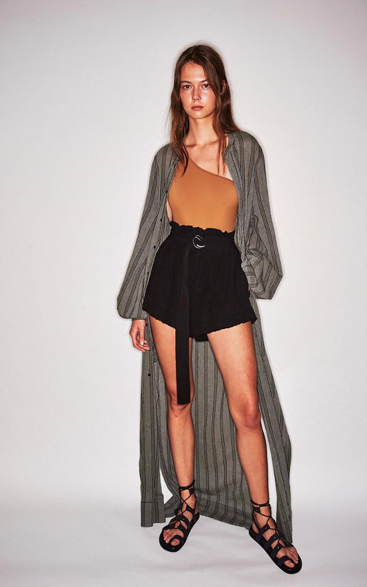 Bassike Striped Knit Maxi Shirt Dress