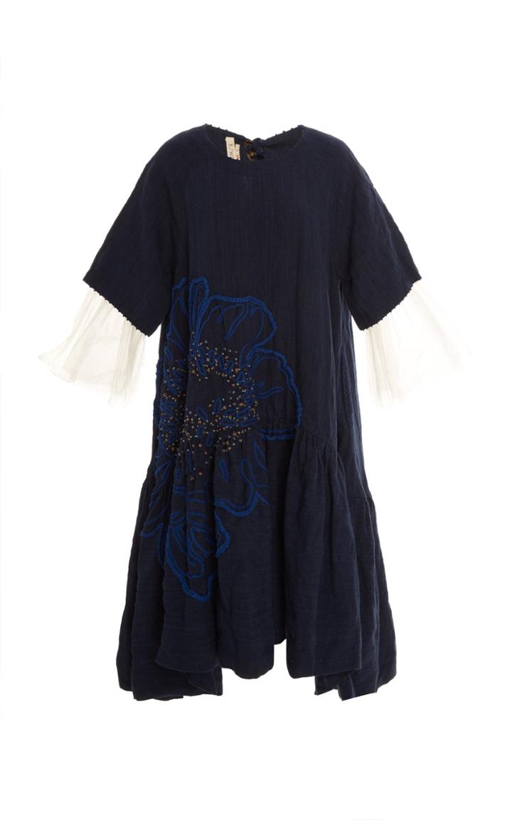 Pro Embroidered Wool Midi Dress