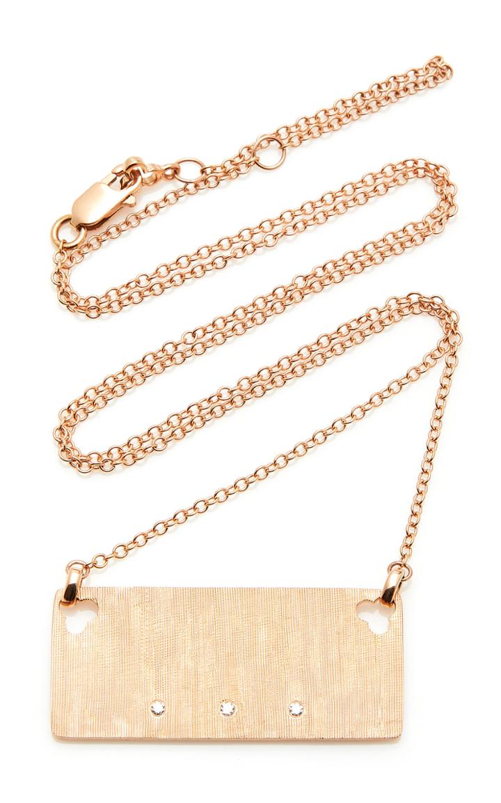 Devon Woodhill Nameplate 18k Rose Gold Diamond Necklace
