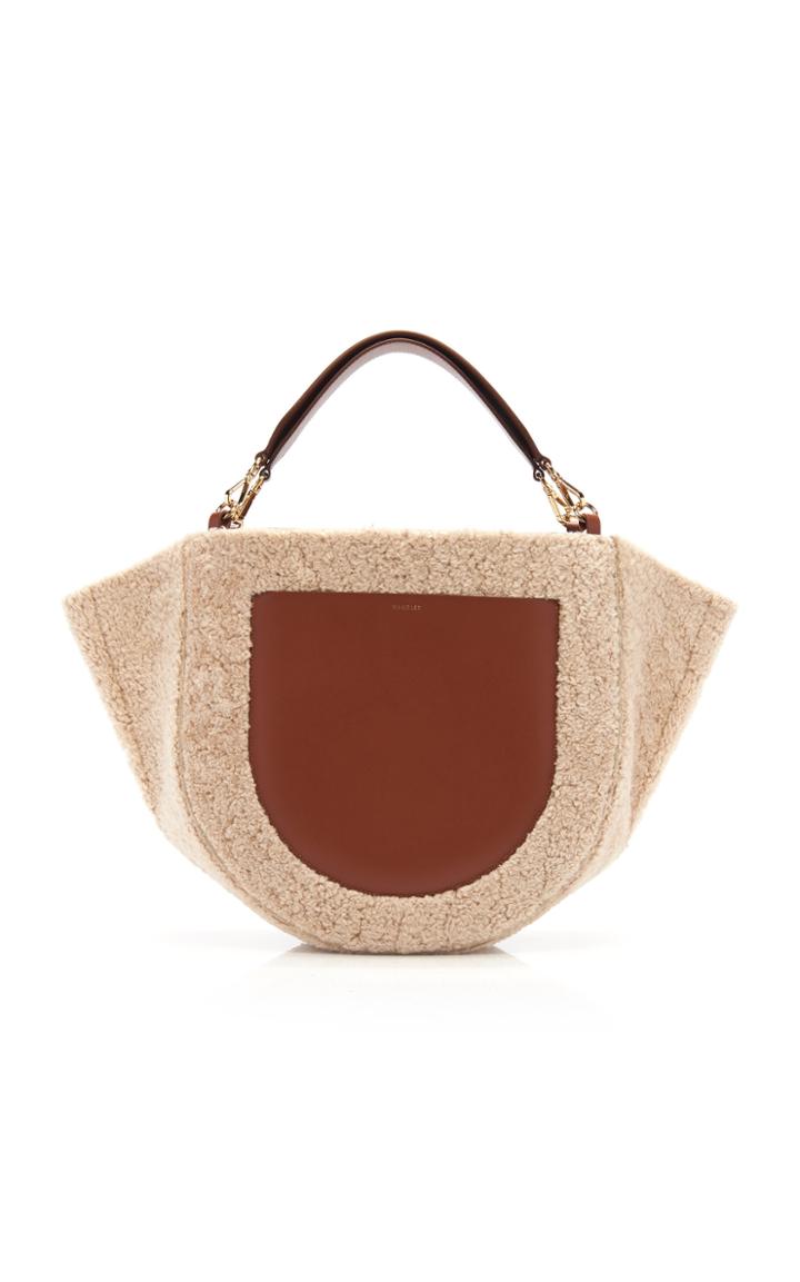 Wandler Mia Large Shearling And Leather Tote
