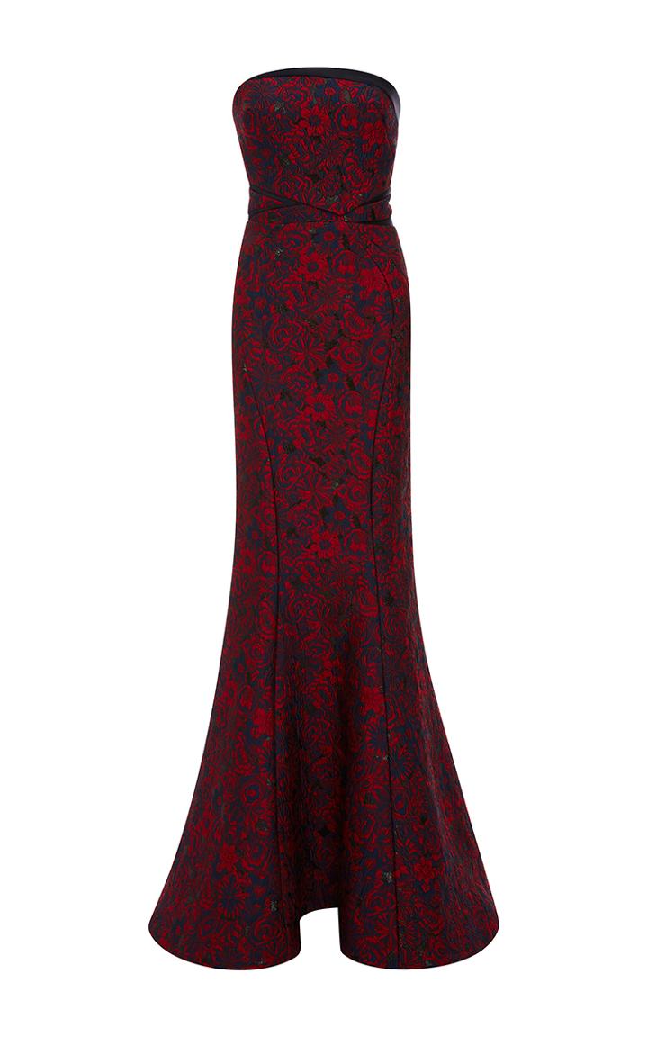 Zac Posen Novelty Jacquard Strapless Gown
