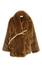 Isa Arfen Belted Faux Fur Asymmetric Coat