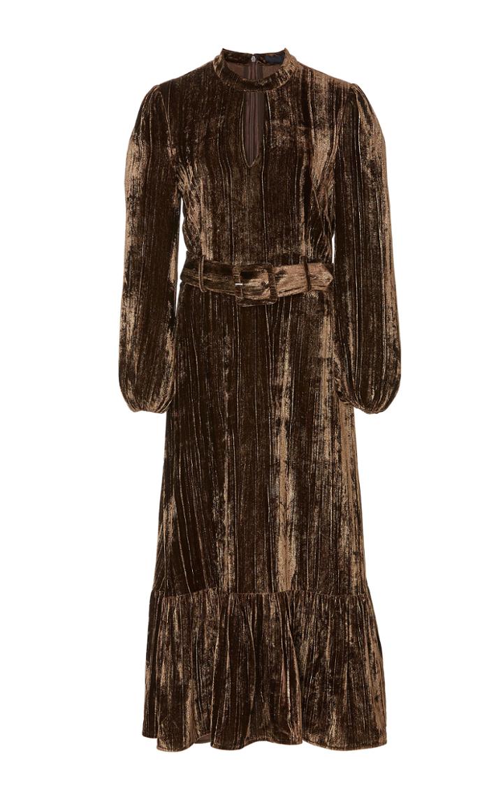 Co Crinkled Leather Belted Dress