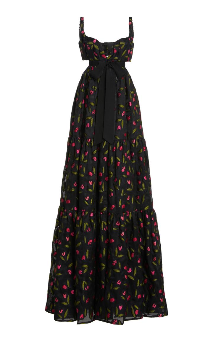 Moda Operandi Carolina Herrera Gathered Tiered Tulip Mesh Fil Coupe Gown