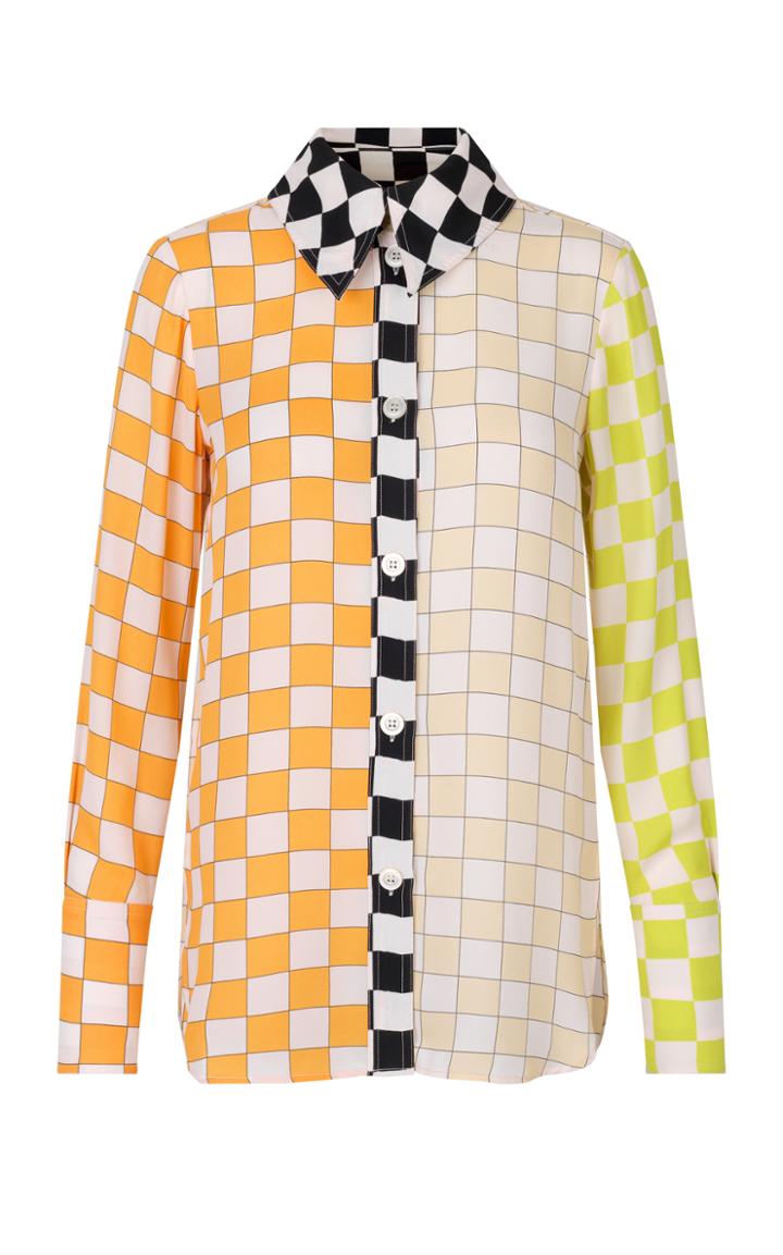 Moda Operandi Stine Goya James Mixed-check Crepe Shirt