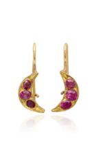 Renee Lewis Crescent Moon 18k Gold Ruby Earrings
