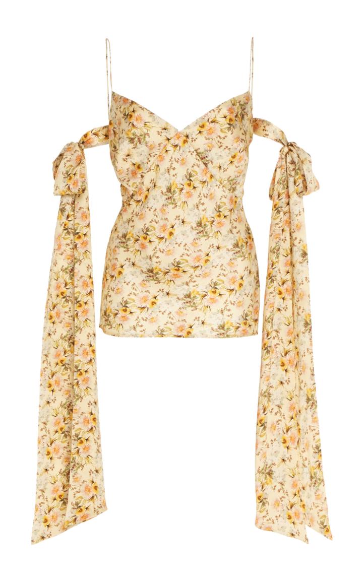 Moda Operandi Markarian Beatrice Floral Satin Bow Tie Arm Top Size: 0