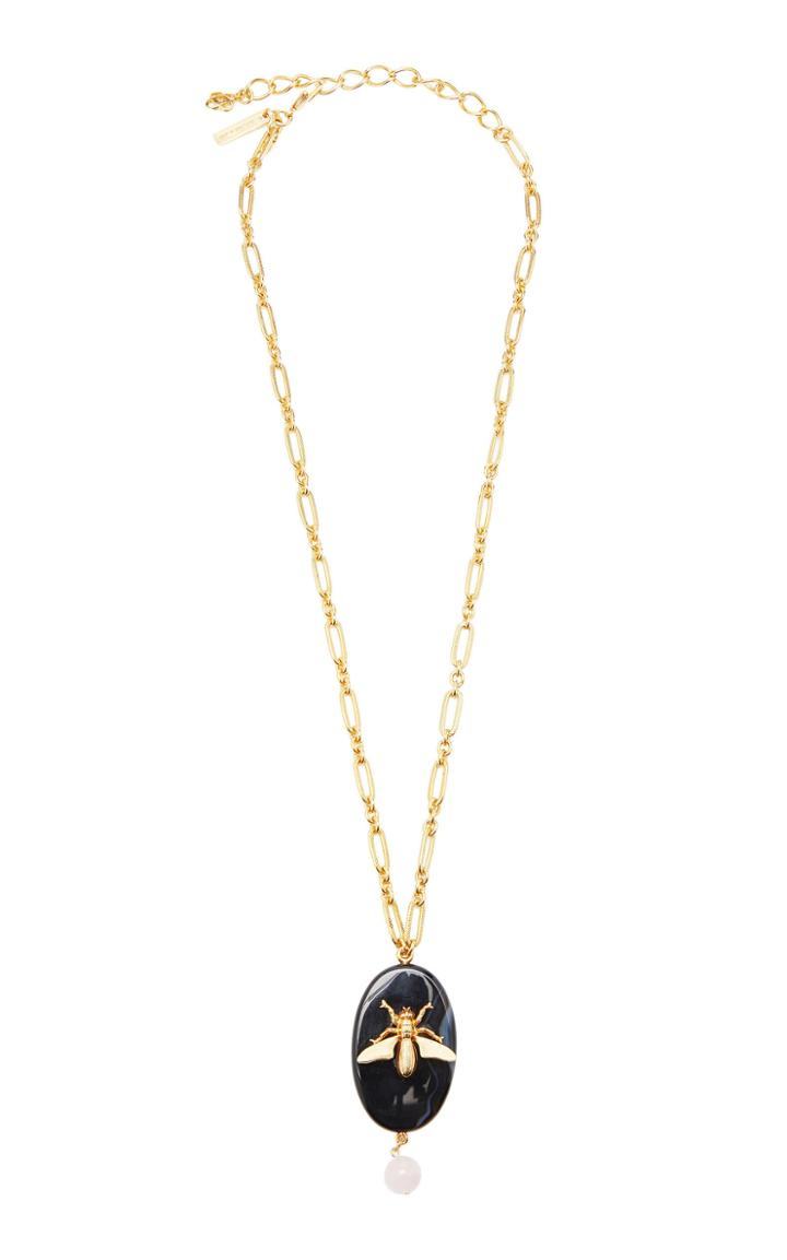 Oscar De La Renta Gold-tone Metal Pendant Chain Necklace