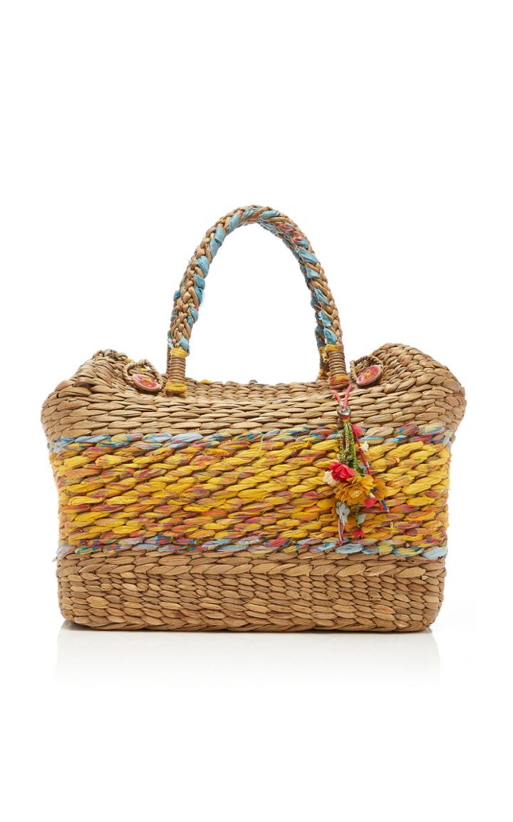 Pro Striped Straw Basket Bag