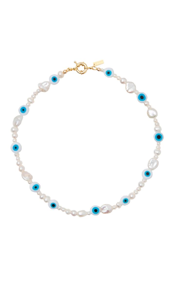 Liou Pearly-eyed Nazar And Pearl Necklace