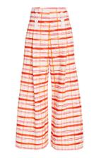 Moda Operandi Rosie Assoulin Button-detailed Plaid Cotton-blend Wide-leg Pants