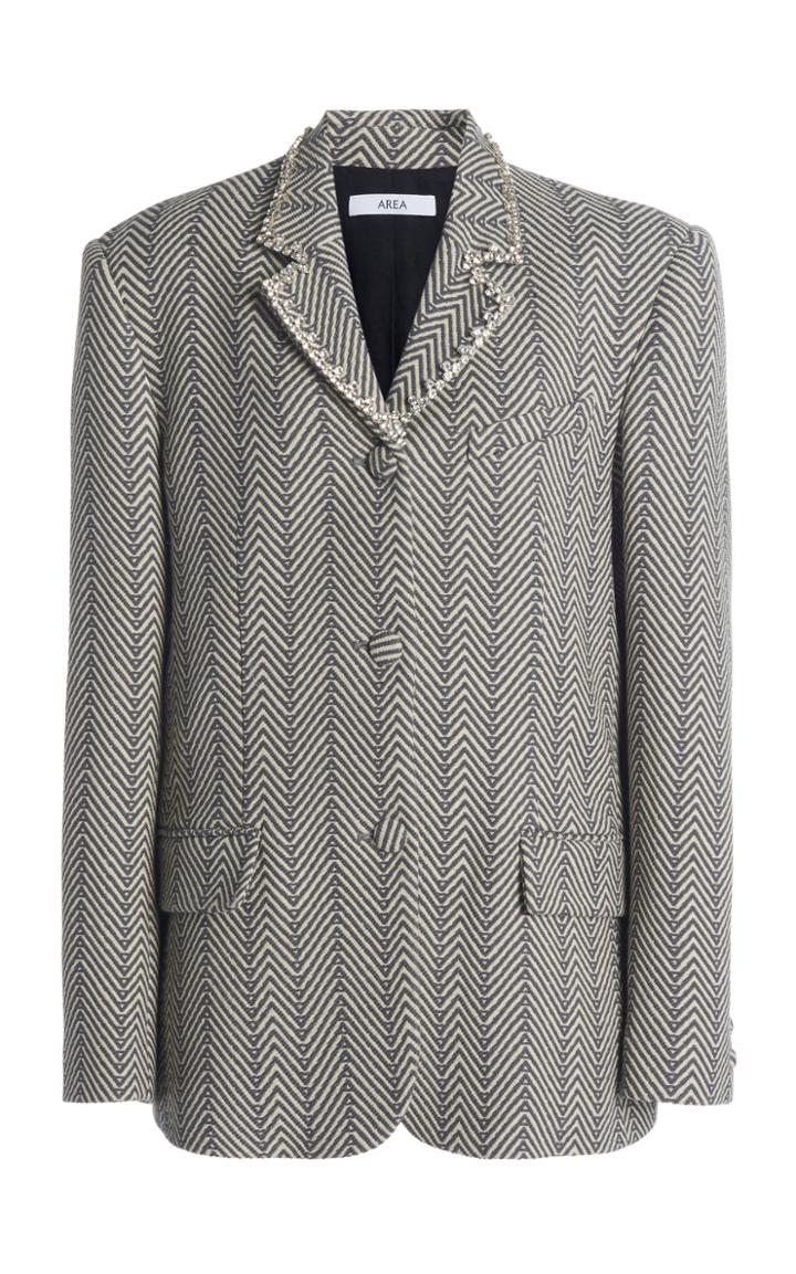 Moda Operandi Area Pinstriped Logo Blazer