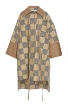 Loewe Oversized Checkered Leather-trimmed Coat