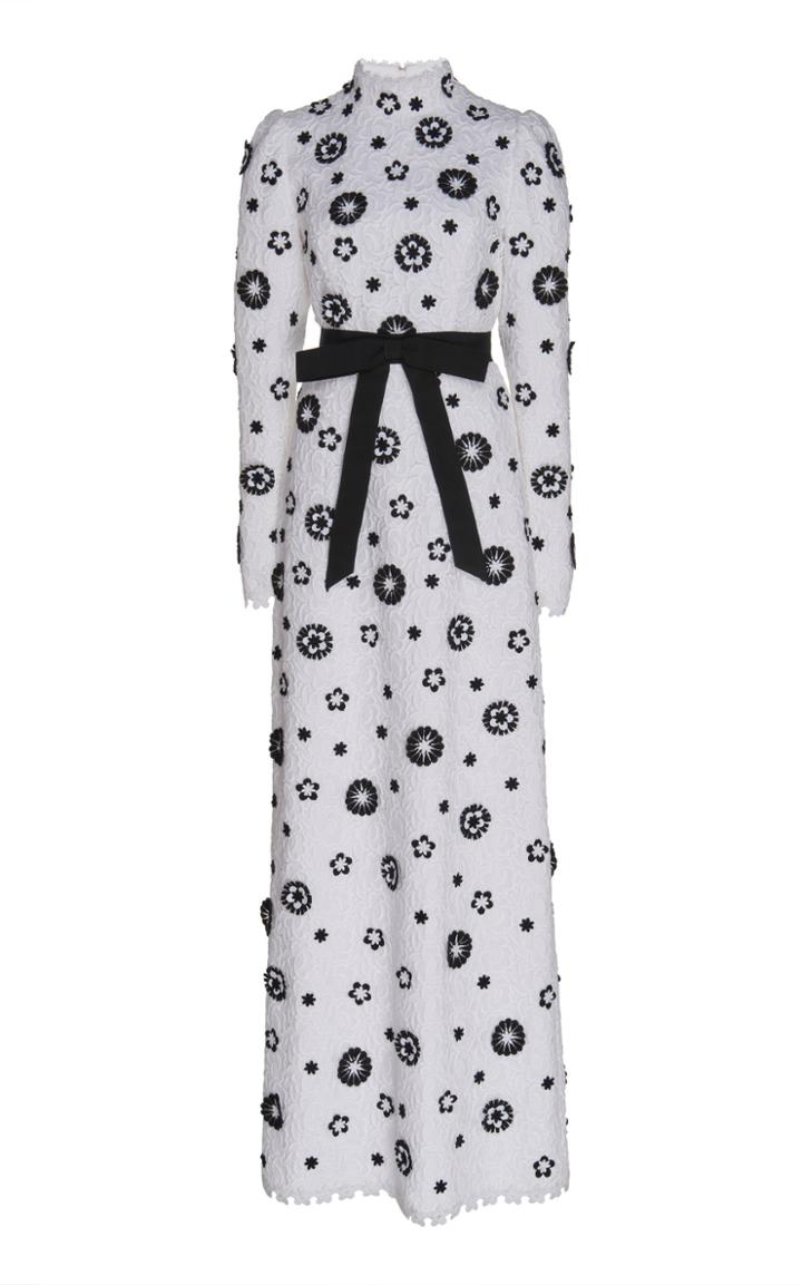 Andrew Gn Floral Embroidered Two-tone Gown