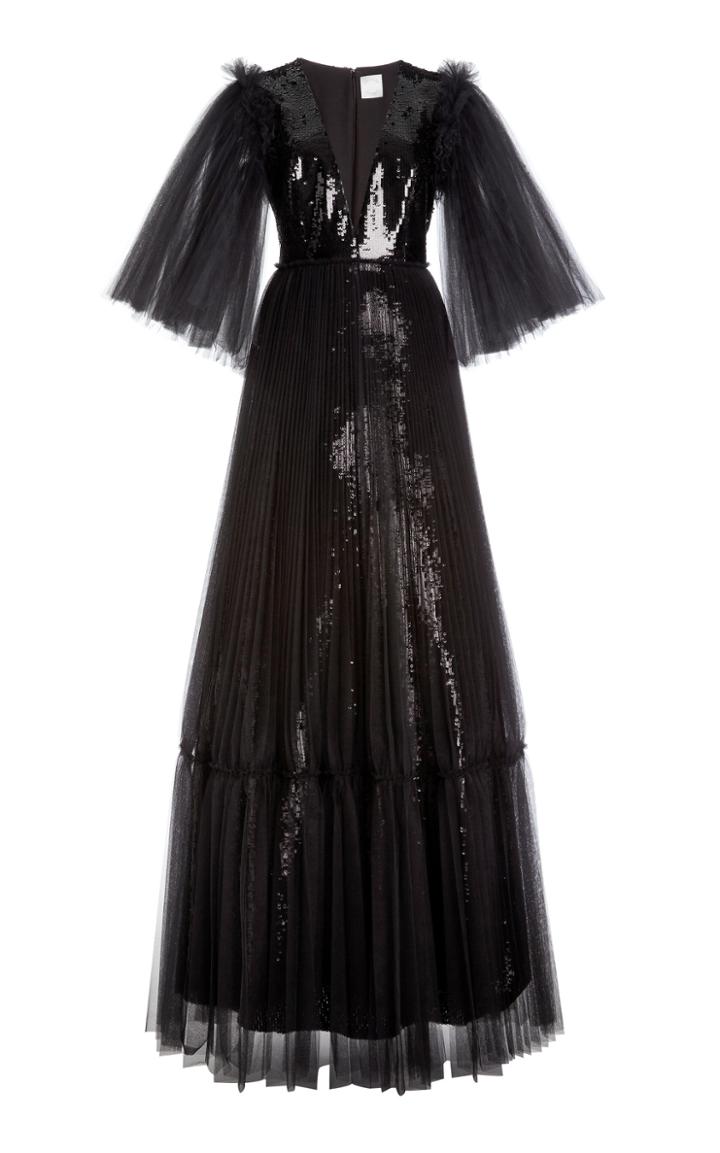 Moda Operandi Huishan Zhang Juno Sequin Tulle Sleeved Gown