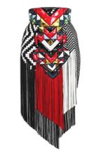 Balmain Fringed Patchwork Embroidered Silk Skirt