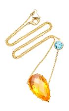 Renee Lewis 18k Gold Zircon And Fire Opal Necklace