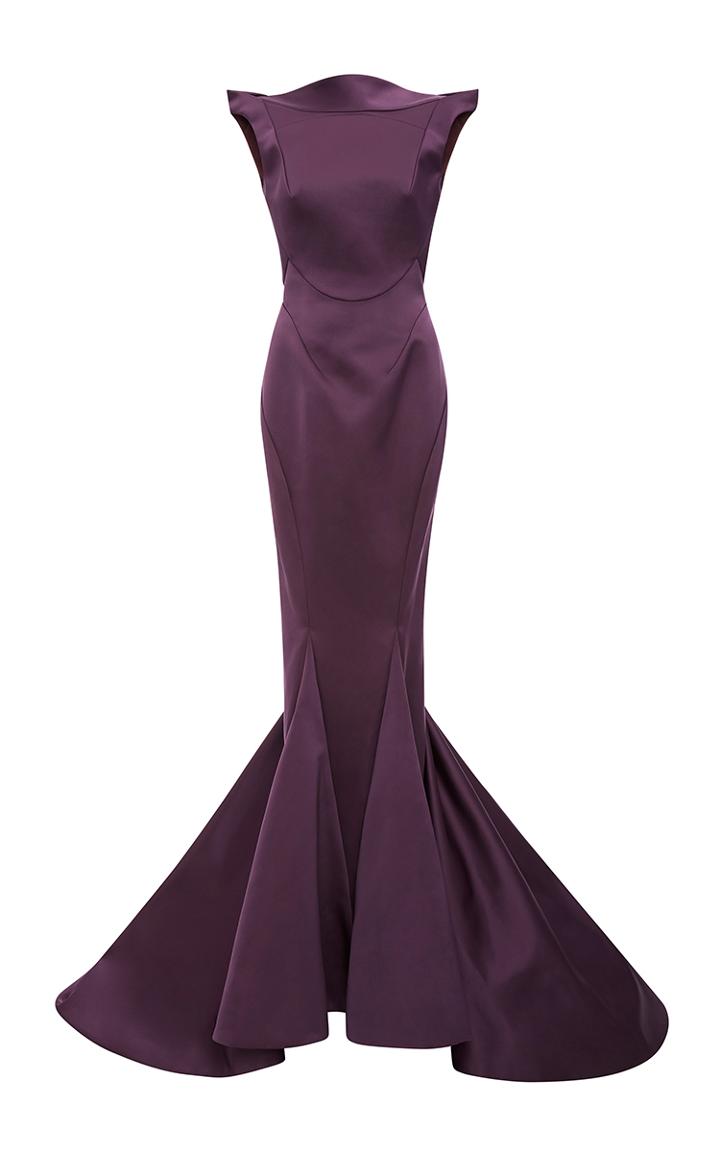 Zac Posen Double Face Duchesse Open Back Gown