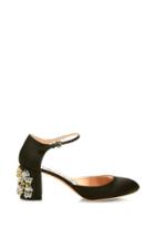 Rochas Black Mary Jane With Crystal Heel