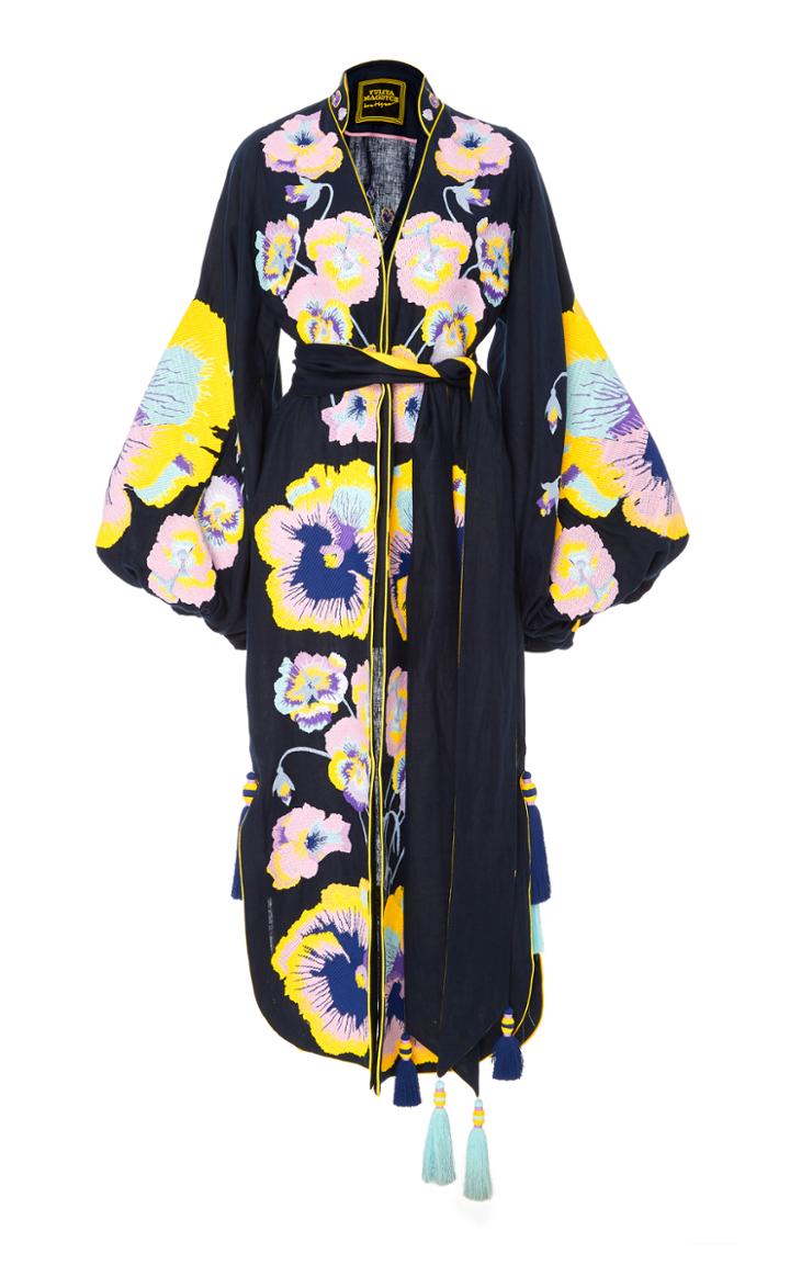 Yuliya Magdych Pansies Embroidered Caftan