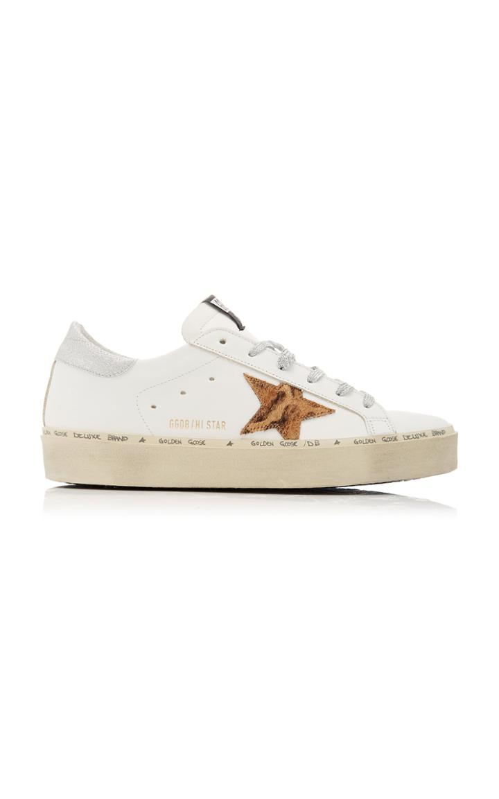 Golden Goose Hi Star Platform Leopard Calf Hair And Leather Sneakers