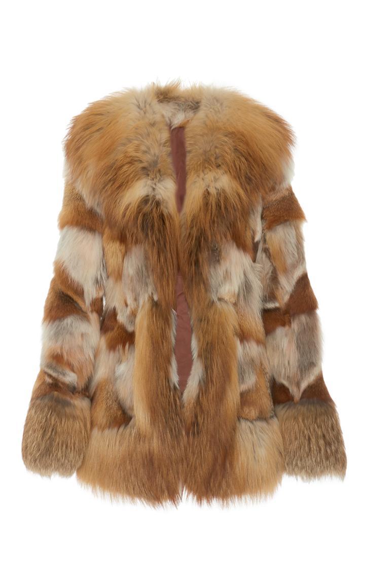 Anna Sui Oversized Lapel Fox Fur Coat
