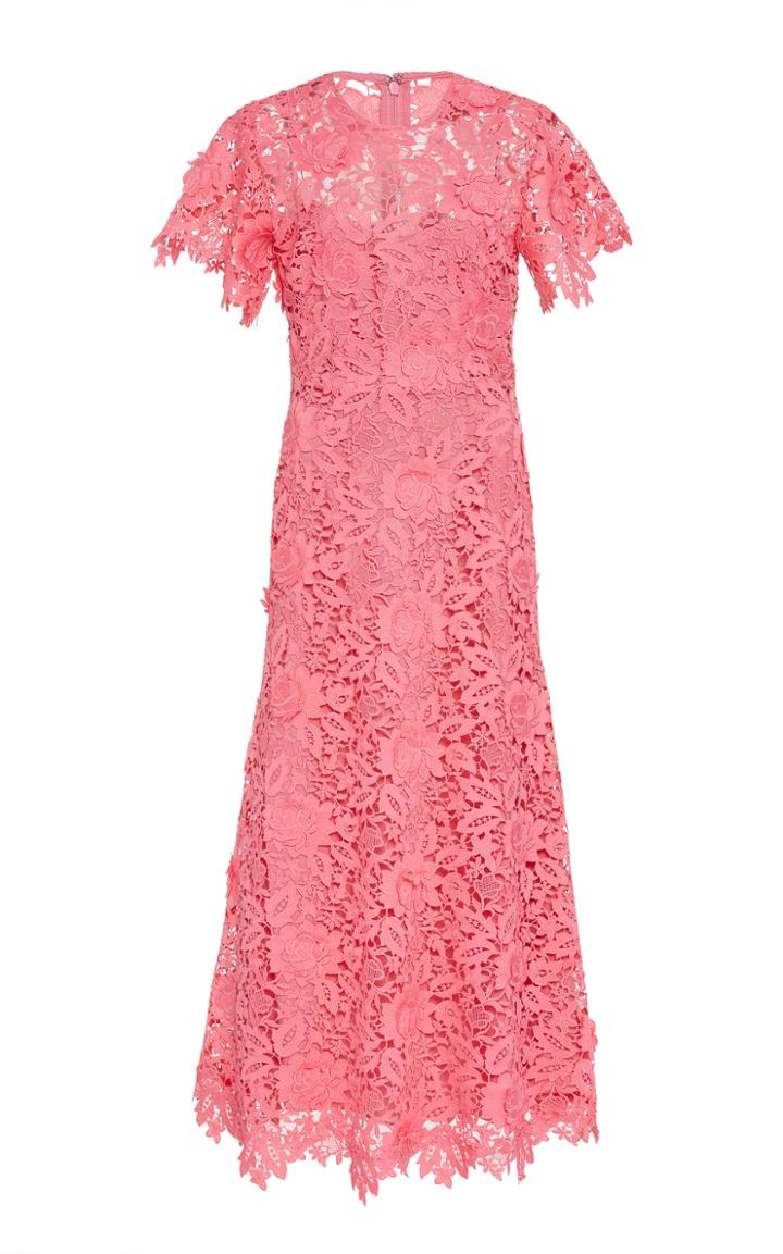 Lela Rose Flutter-sleeved Guipure Lace Sheath Dress