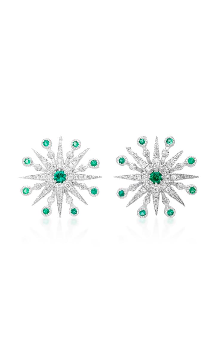 Colette Jewelry Star 18k Black Gold Diamond And Emerald Earrings