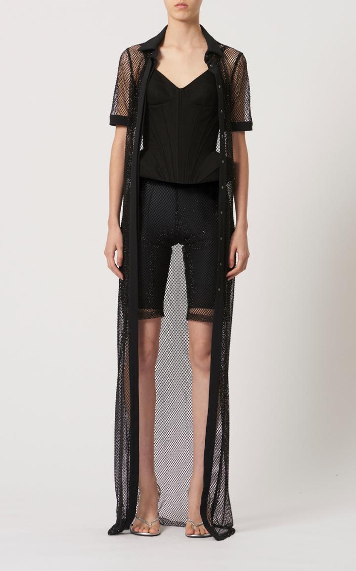 Moda Operandi David Koma Crystal Mesh Biker Shorts