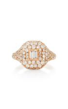 Shay Pave Pinky Ring With Baguette Diamond Center