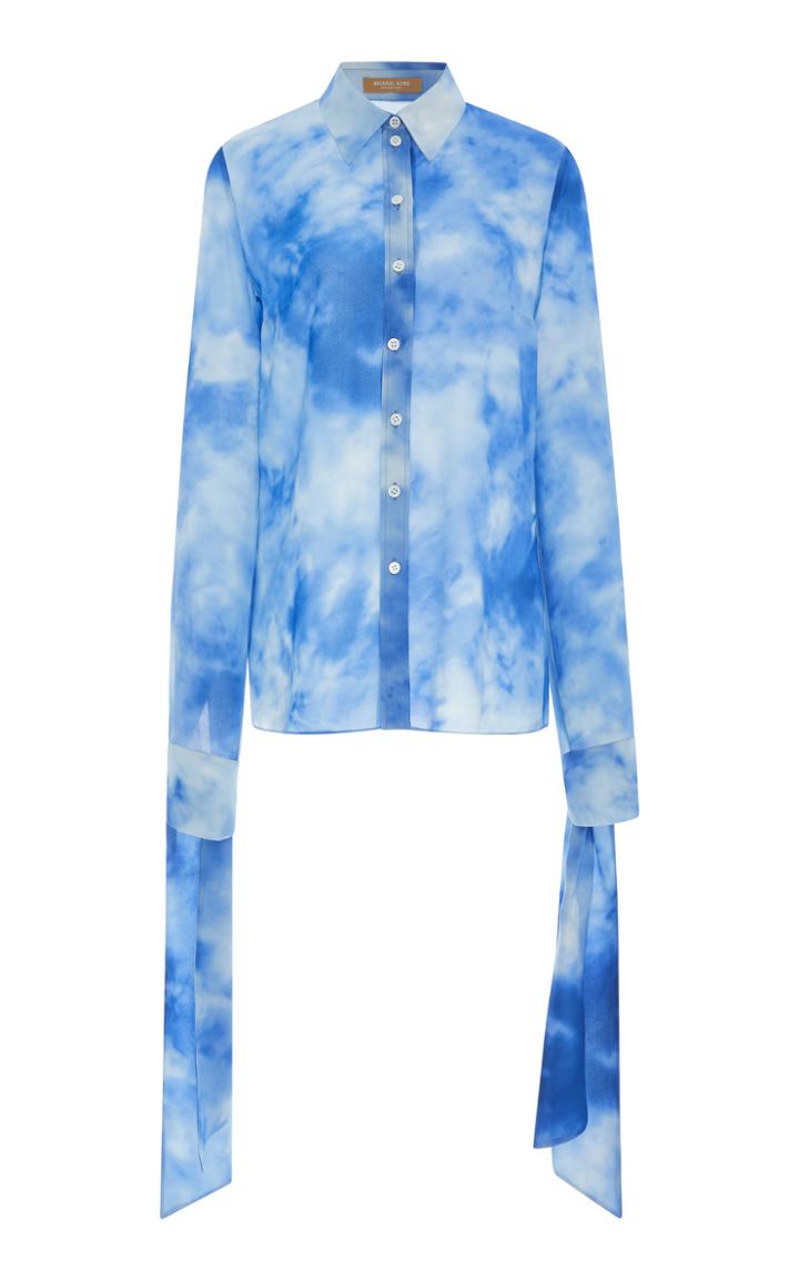 Michael Kors Collection Streamer Sleeve Silk Shirt