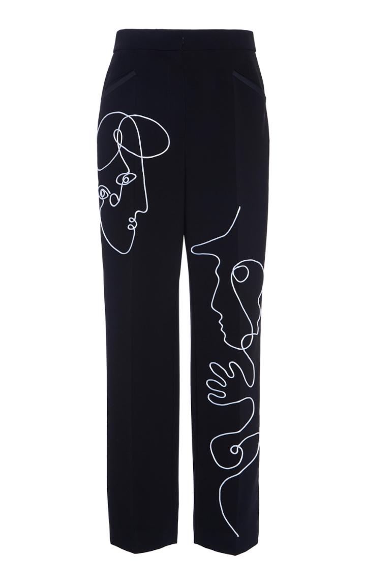 Moda Operandi Moschino Printed Crepe De Chine Tapered Pants Size: 36