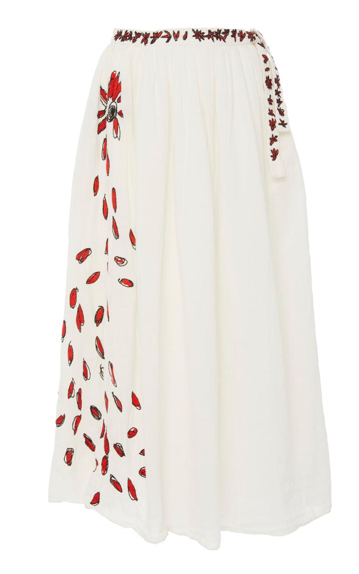 Jonathan Cohen Kilometre Embroidered Cotton Skirt