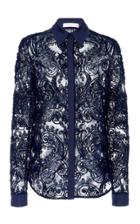 Naeem Khan Embroidered Organza Button Down Shirt