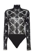 David Koma Plexi Embroidered Mockneck Top