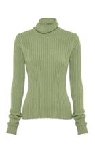 Anna Quan Heather Rib-knit Cotton Turtleneck Size: 6