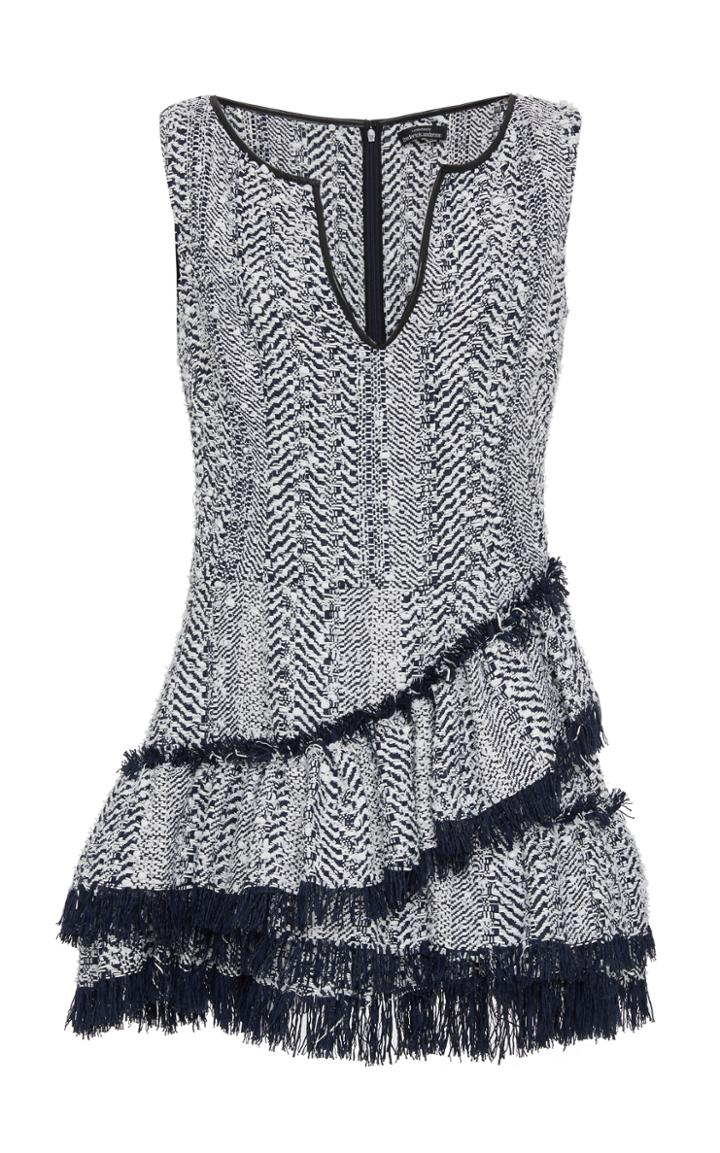 Frederick Anderson Herringbone Ruffle Dress