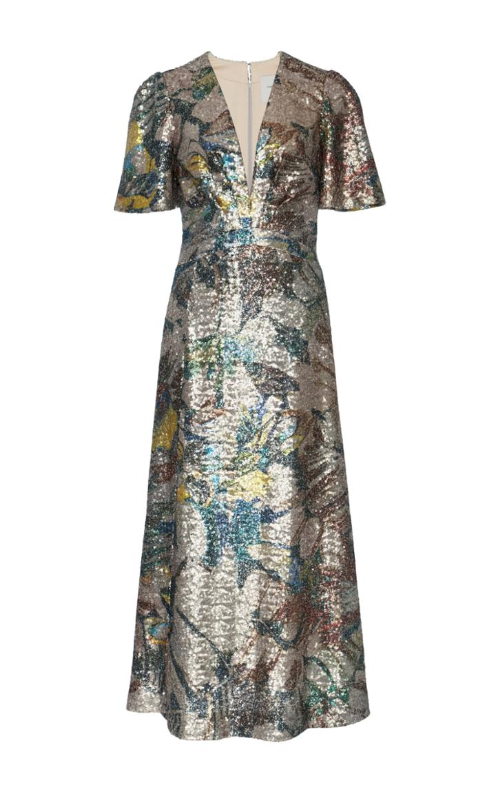 Carolina Herrera Magnolia Leaf Sequin Dress