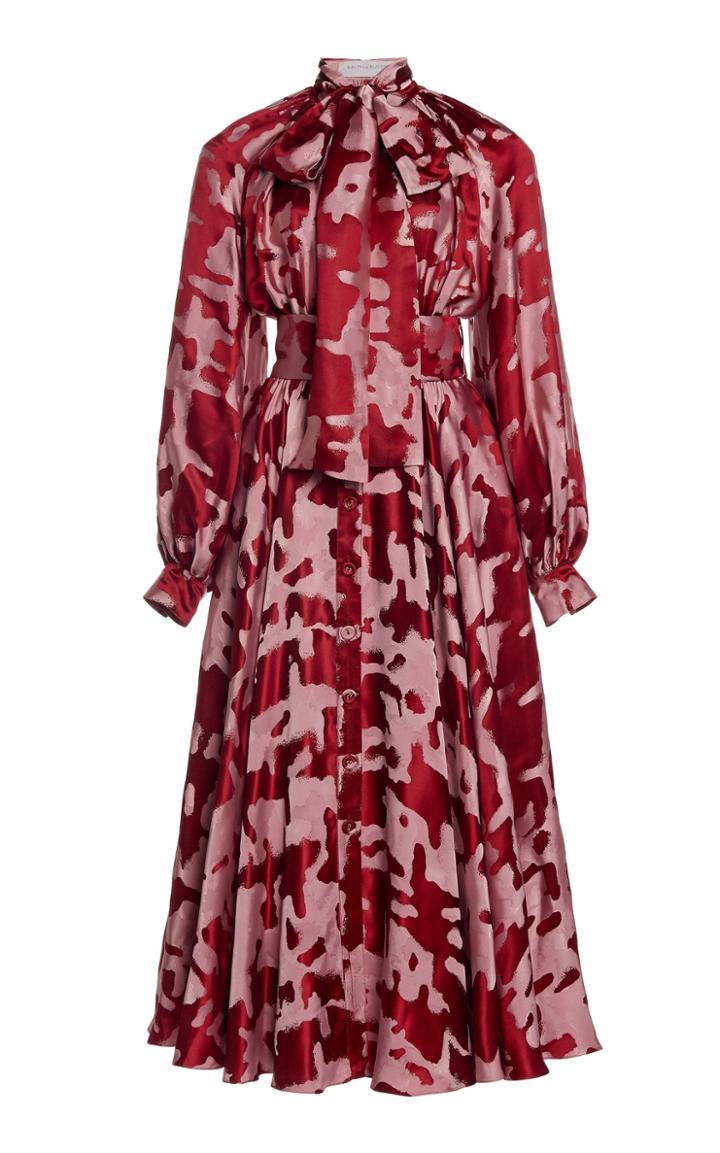 Moda Operandi Ralph & Russo Pussy-bow Camo Jacquard Dress
