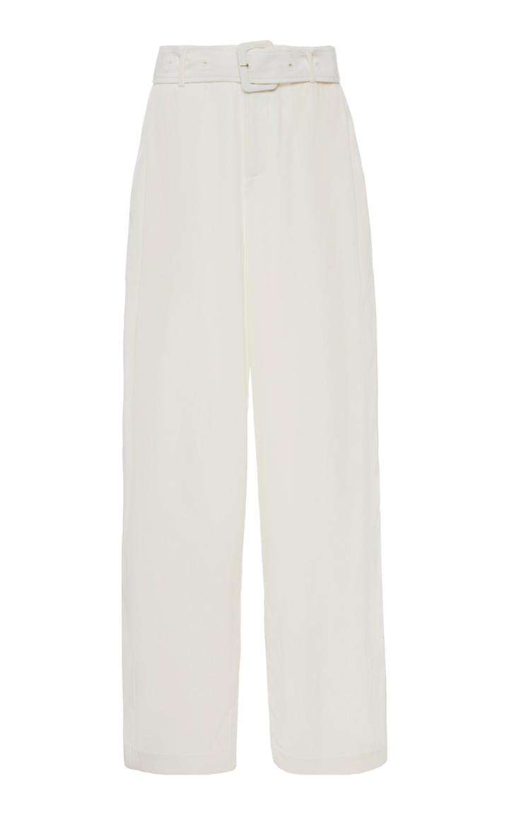 Moda Operandi Co Belted Satin Straight-leg Trousers Size: S