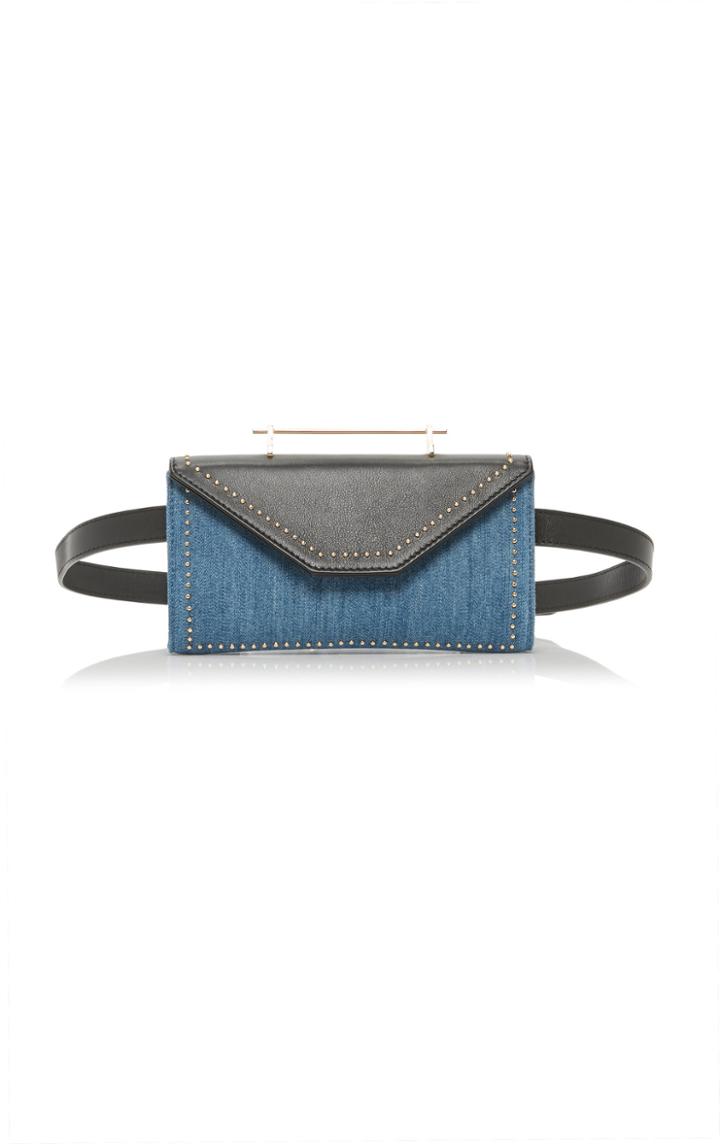 M2malletier Leather And Denim Belt Bag