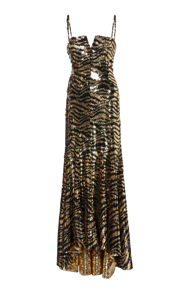 Paco Rabanne Sleeveless Sequins Leopard Print Dress