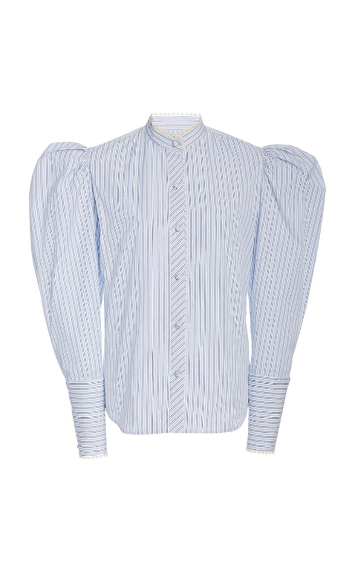 Moda Operandi Rodarte Striped Poplin Puff-sleeve Top