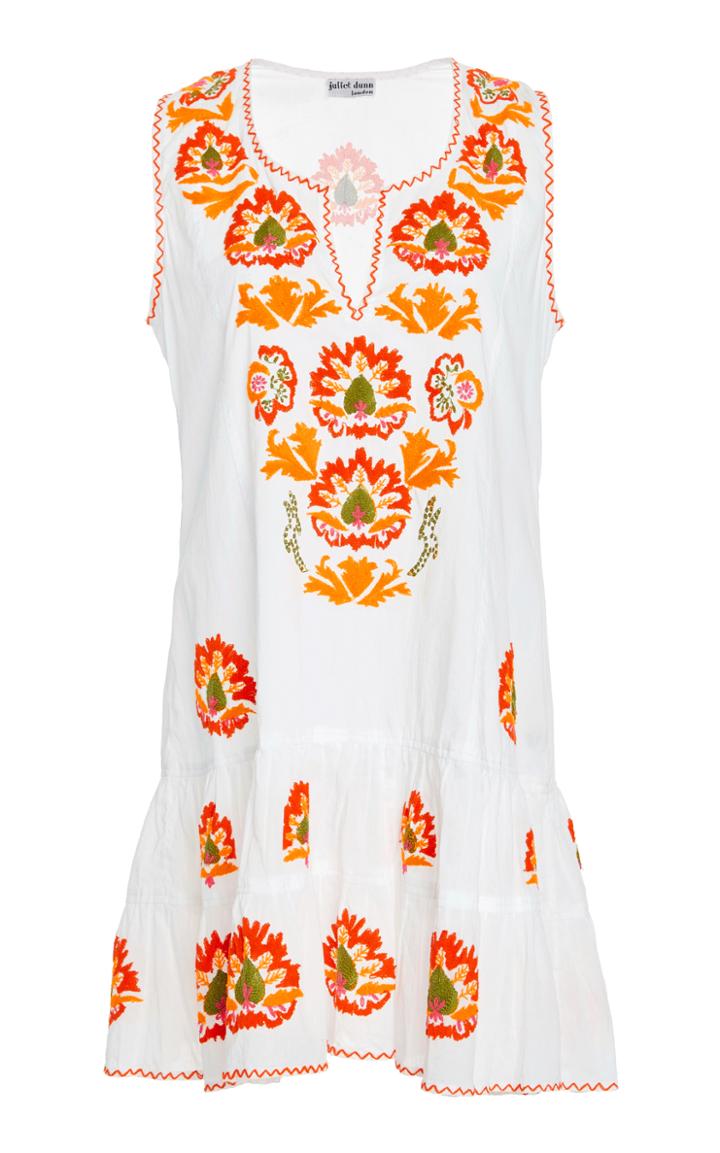 Juliet Dunn Embroidered Cotton Mini Dress
