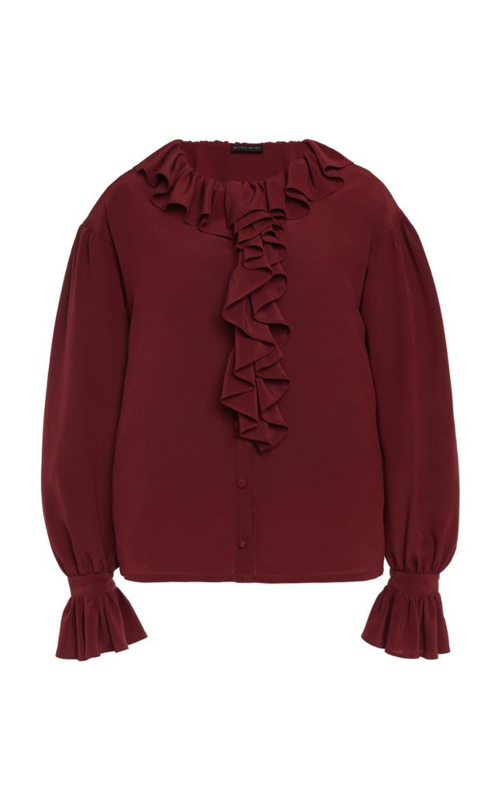 Moda Operandi Etro Ruffle-trimmed Silk Top Size: 40