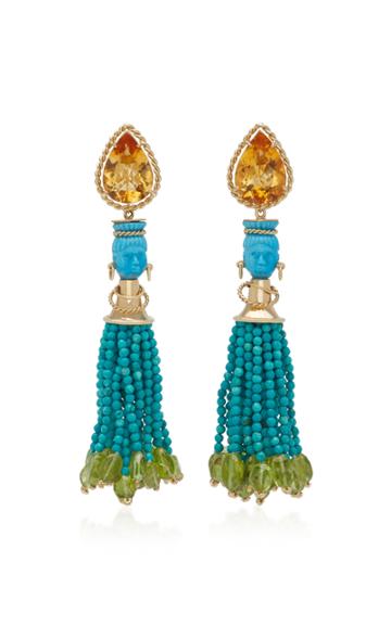 Rodrigo Massot 18k Gold, Citrine, Turquoise, And Peridot Earrings