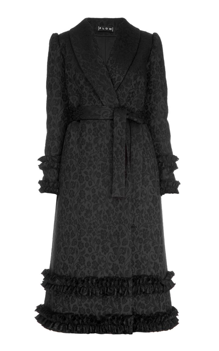 Flow The Label Belted Ruffle Trim Coat