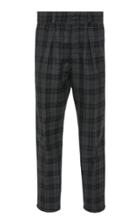 Pt Forward Pleated Plaid Wool-crepe Pants